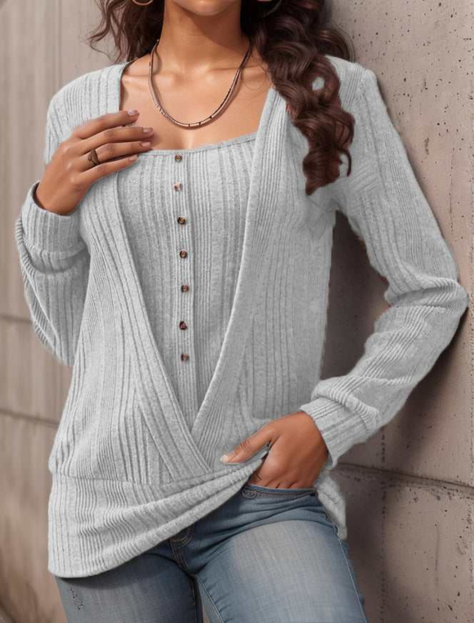 Damen Oversized Strickpullover mit modernem V-Ausschnitt EB