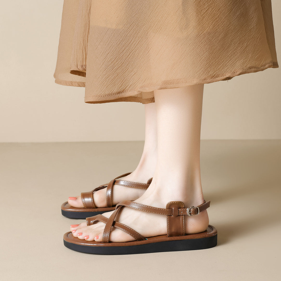 Damen Sandalen mit elegantem Kreuzriemen und komfortablem Fußbett EB