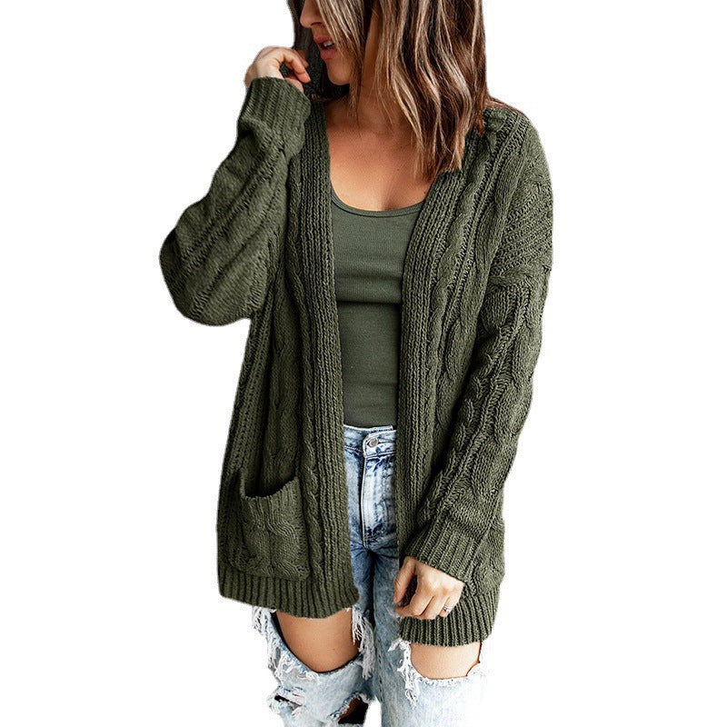Damen Strickjacke mit Kabelmuster und lässiger Passform EB