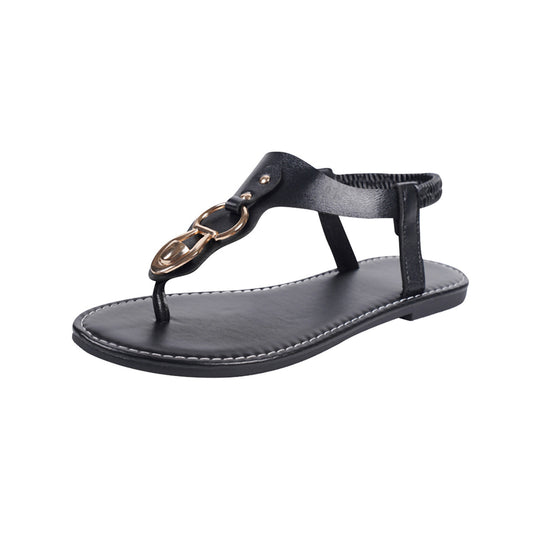 Damen elegante Zehentrenner-Sandalen mit modischem Verschluss und anatomisch geformtem Fußbett EB