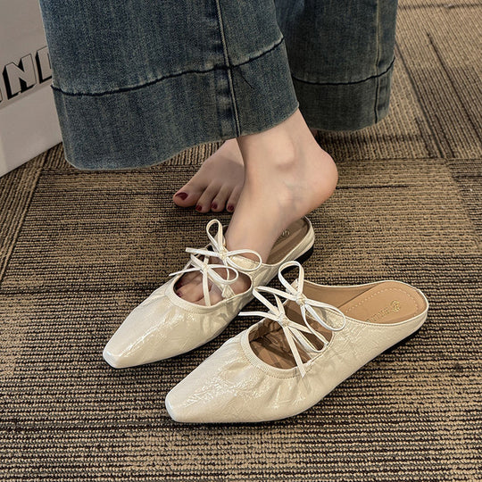 Damen elegante Slipper mit dekorativer Schnürung EB