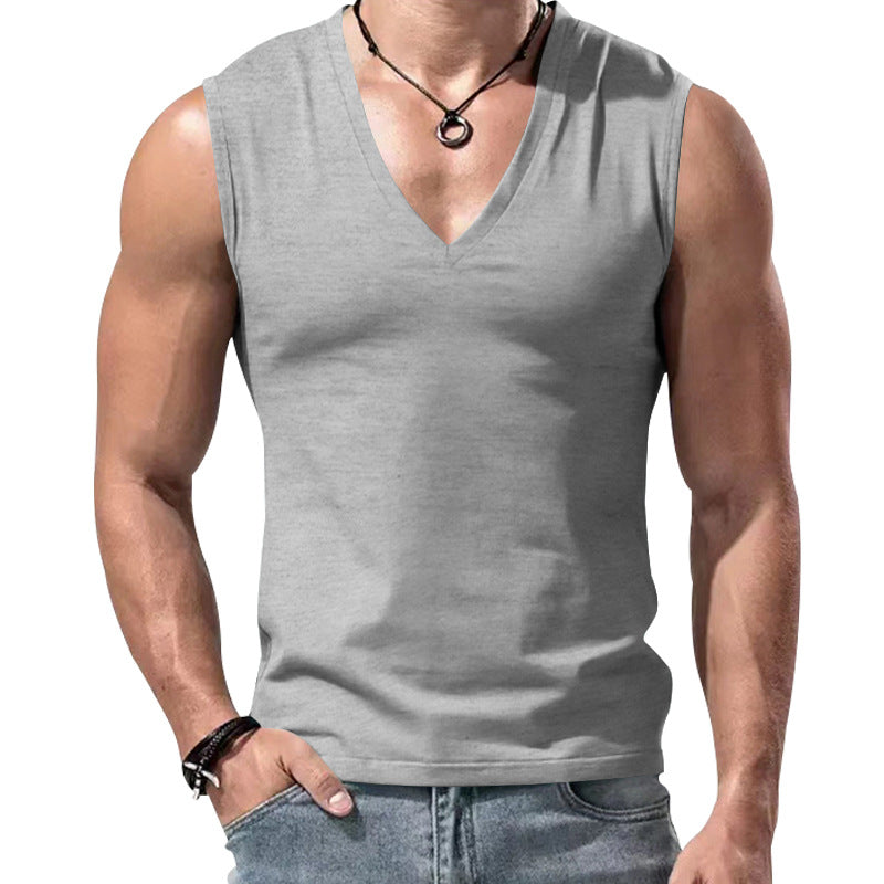 Herren nan figurbetontes ärmelloses V-Ausschnitt Muskelshirt EB