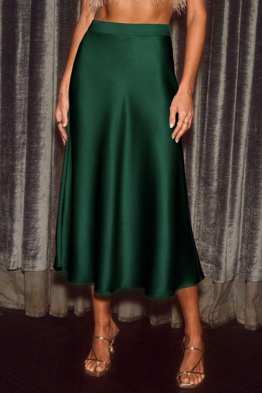 Damen Eleganter Maxirock aus satinierter Baumwolle EB
