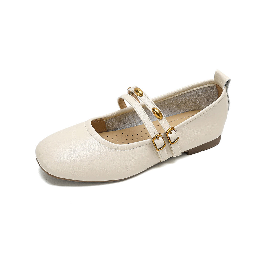Damen Ballerinas mit eleganten doppelten Riemen und praktischen Schnallen EB
