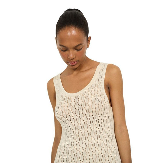 Damen elegantes Freizeit-Maxikleid mit raffiniertem Strickmuster EB