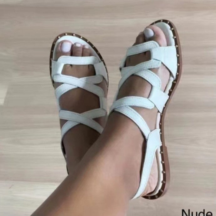 Damen farbenfrohe Sandalen mit flexiblen Riemen EB