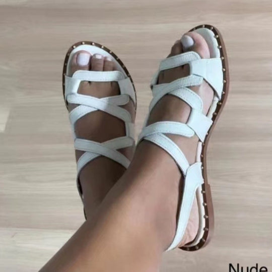 Damen farbenfrohe Sandalen mit flexiblen Riemen EB