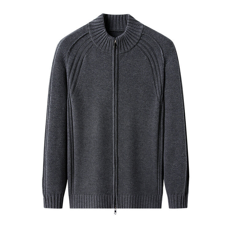 Herren Strickjacke mit Reißverschluss und hohen Kragen EB