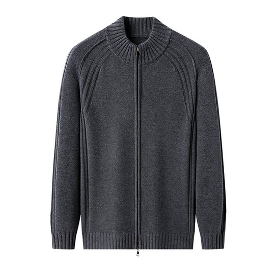 Herren Strickjacke mit Reißverschluss und hohen Kragen EB