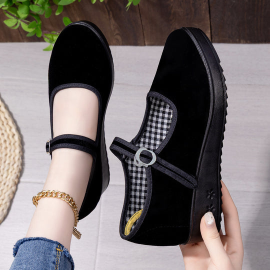 Damen komfortable Mary Jane Schuhe mit elastischem Riemen EB