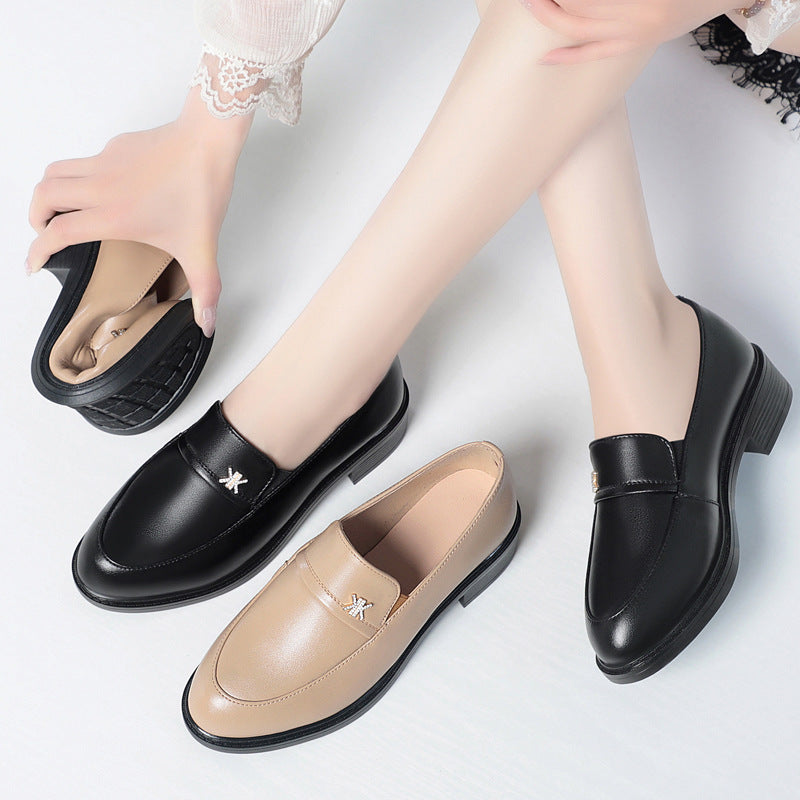 Damen Elegante Mokassins mit modischem Dekor und bequemem Blockabsatz EB