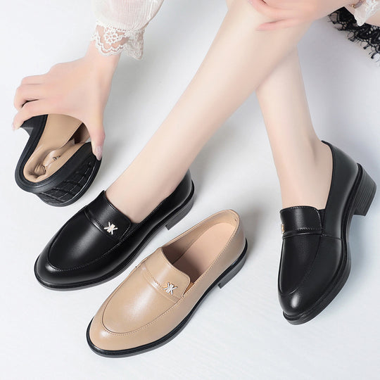 Damen Elegante Mokassins mit modischem Dekor und bequemem Blockabsatz EB