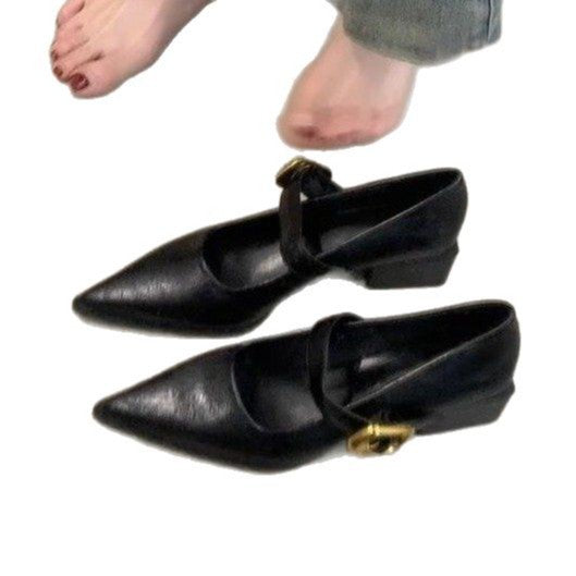 Damen elegante Mary Jane Ballerinas mit modischer Schnallenverzierung EB