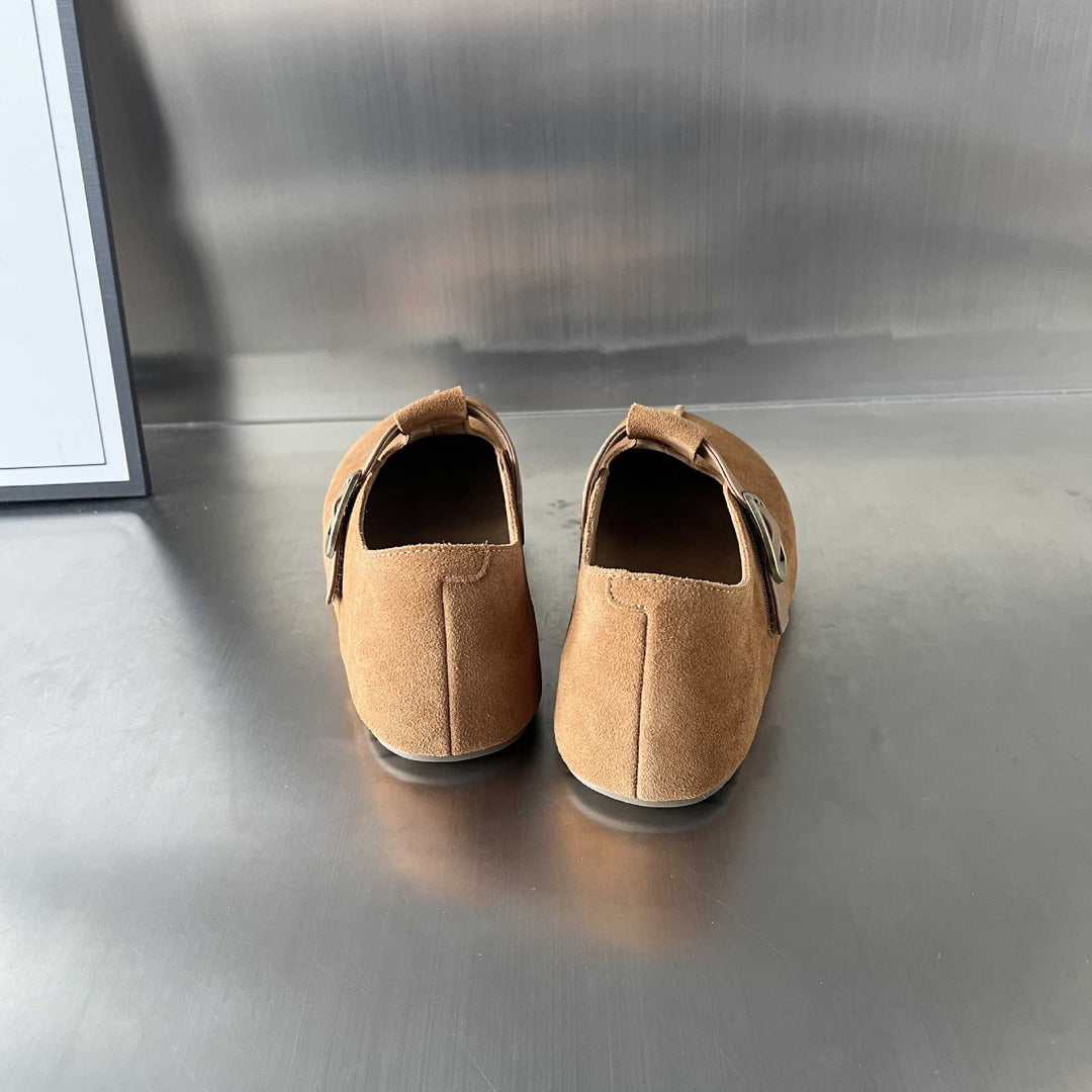 Damen Komfortable Wildleder-Clogs mit verstellbarem Riemen und ergonomischem Fußbett EB