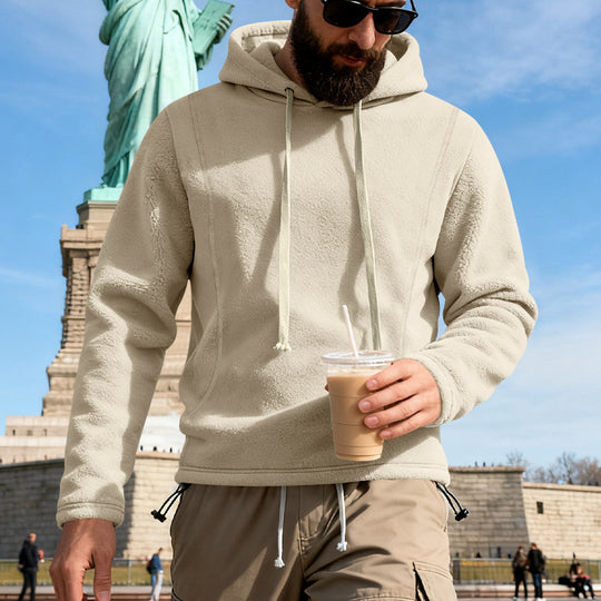 Herren Fleece-Hoodie mit Teddystruktur, Kapuze und entspannter Passform EB