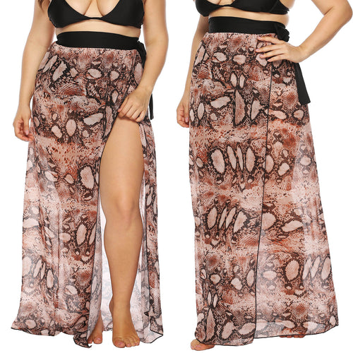 Damen Beach-Kimono aus transparentem Stoff mit trendigem Schlangenprint EB