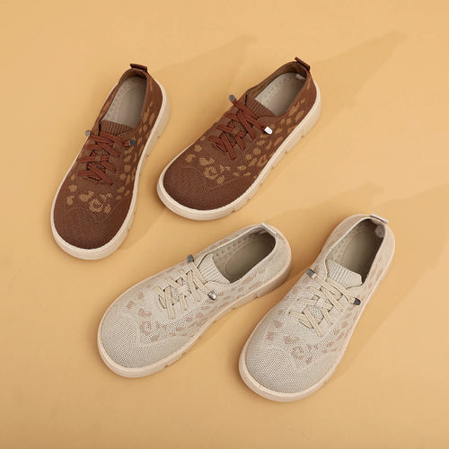 Damen Atmungsaktive Sneaker mit modischem Leopardenmuster EB