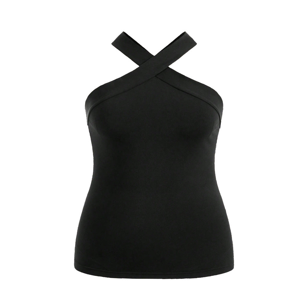 Damen Crop-Top mit schickem Kreuz-Ausschnitt und figurbetontem Schnitt EB