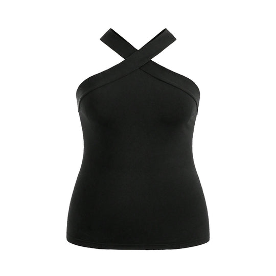 Damen Crop-Top mit schickem Kreuz-Ausschnitt und figurbetontem Schnitt EB
