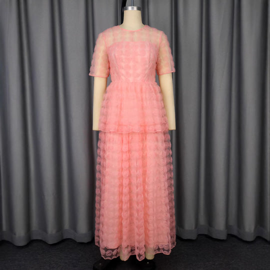 Damen romantisches Tüllkleid mit floralem Design und schichten EB