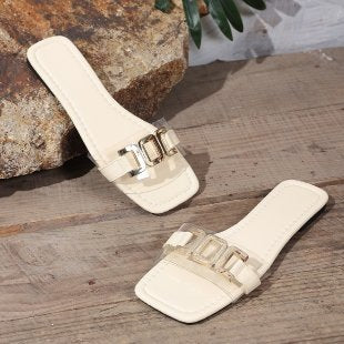 Damen Elegante und schicke Mules mit dekorativem Schnallen-Detail EB