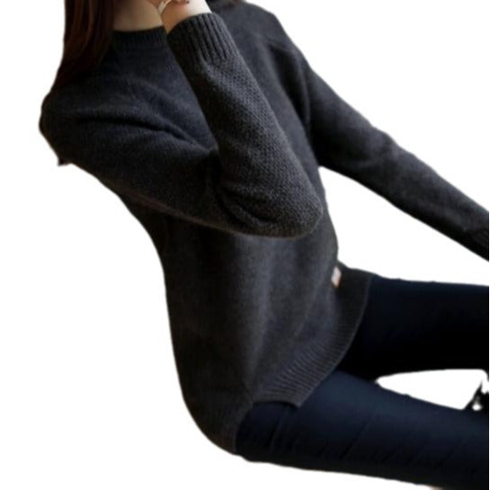 Damen eleganter Strickpullover mit strukturiertem Gewebe EB