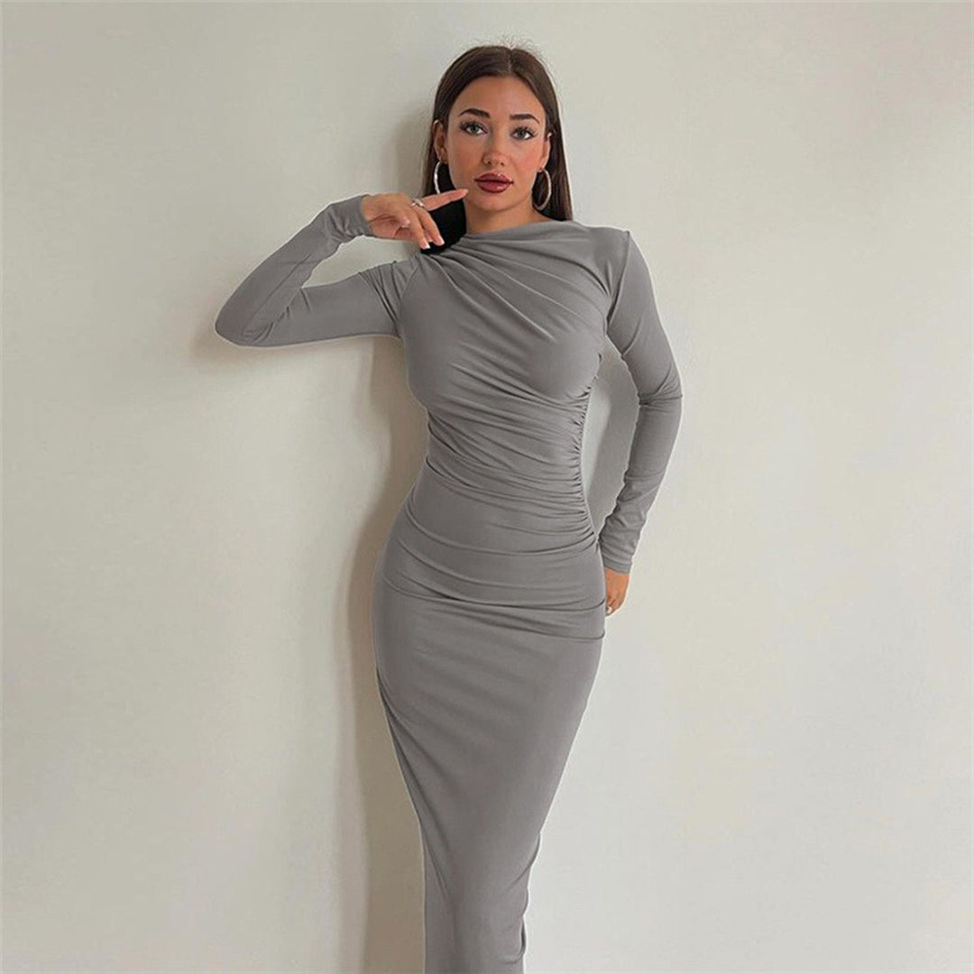 Damen figurbetontes Langarmkleid EB