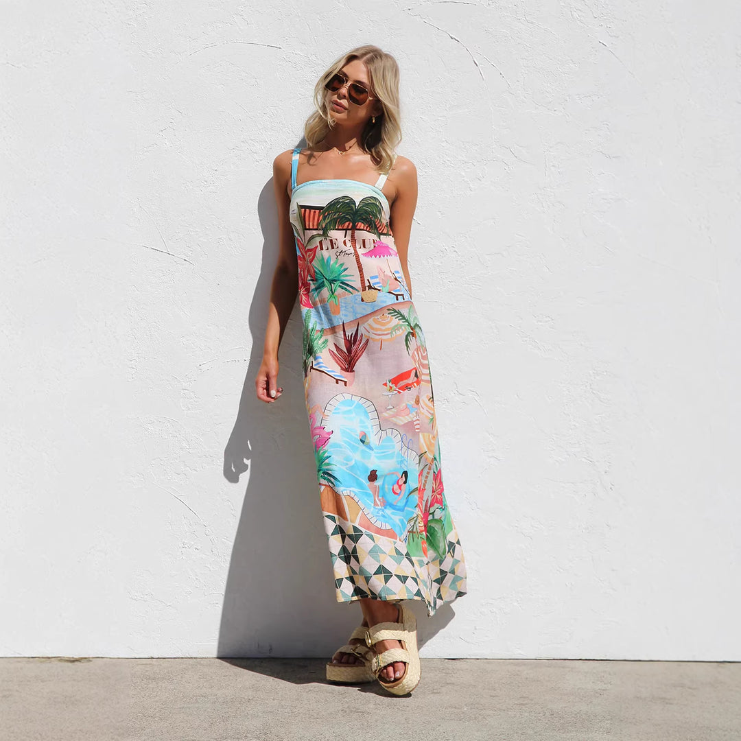 Damen Sommerliches Maxikleid mit buntem Print und luftiger Passform EB