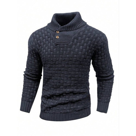 Herren Strickpullover mit Strukturiertem Muster und Modernem Stehkragen EB