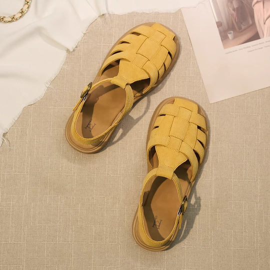 Damen Komfortable und modische Riemchensandalen mit geflochtenem Design EB