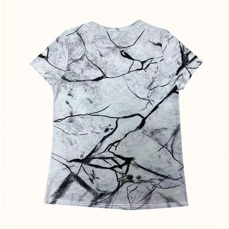 Damen T-Shirt mit 3D-Katzenmotiv und kreativem Rissdesign EB