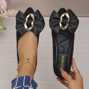 Damen Ballerinas mit eleganter Schleifen-Applikation und Schmuckdetails EB