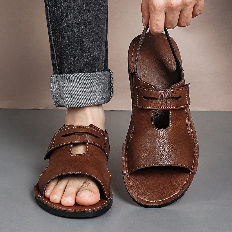 Herren Atmungsaktive Leder-Sandalen mit verstellbarem Riemen EB
