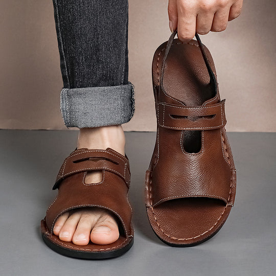 Herren Atmungsaktive Leder-Sandalen mit verstellbarem Riemen EB