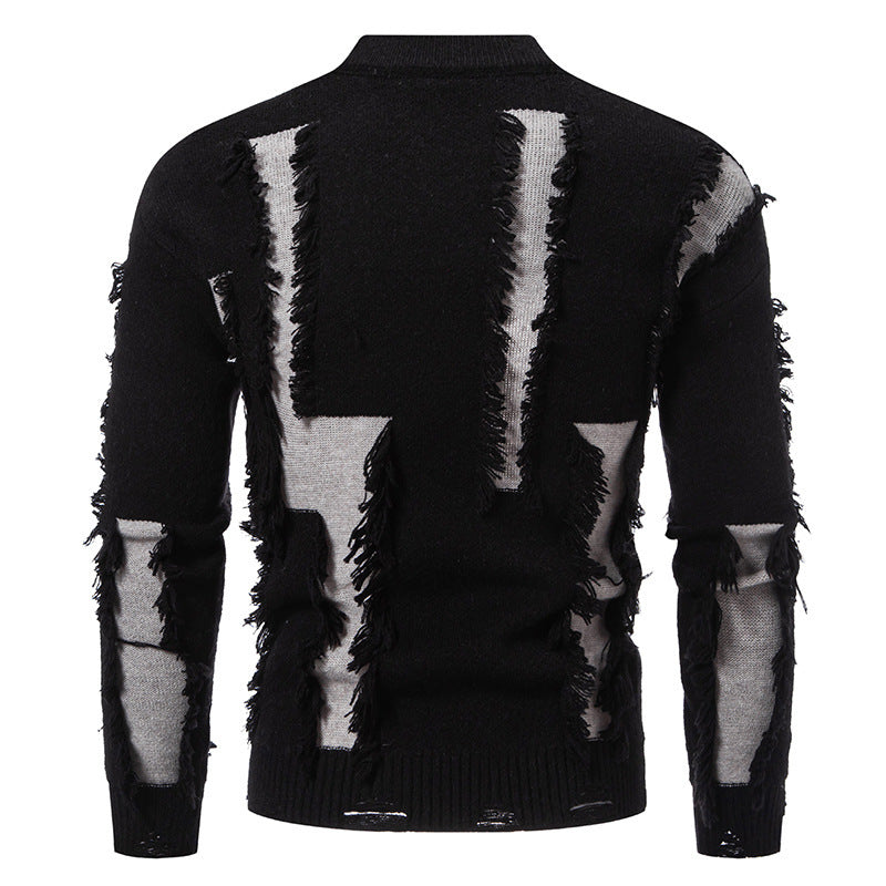 Herren Pullover mit auffälligem Fransen-Design EB