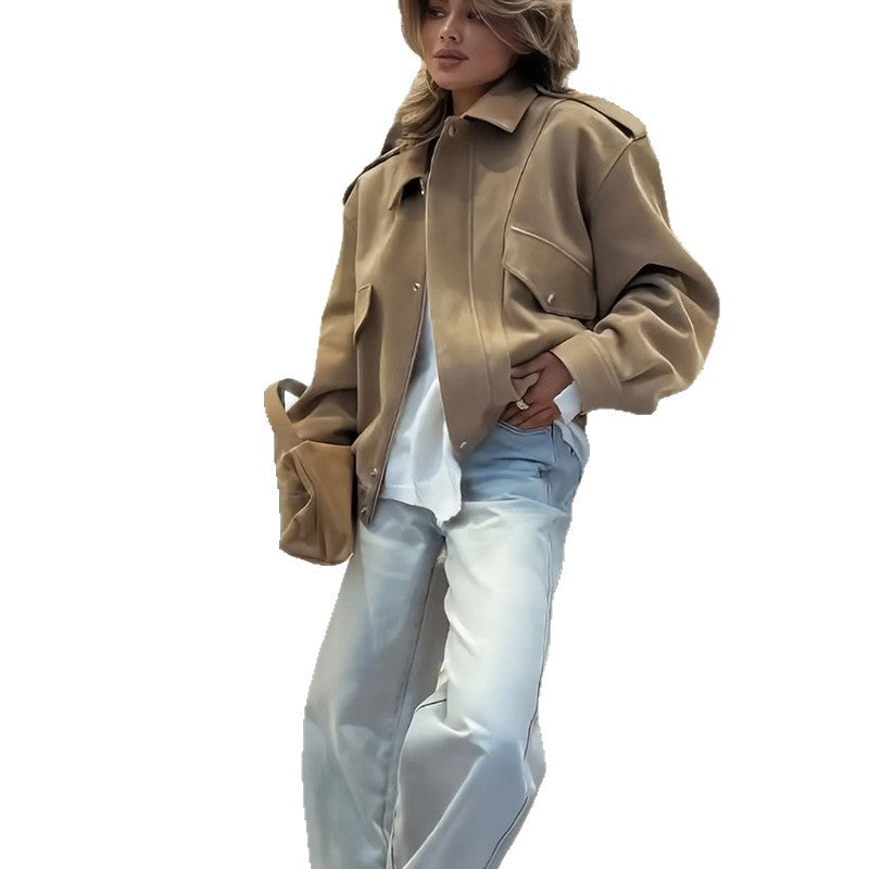 Damen Oversize Jacke mit funktionalen Taschen und weichem Futter EB