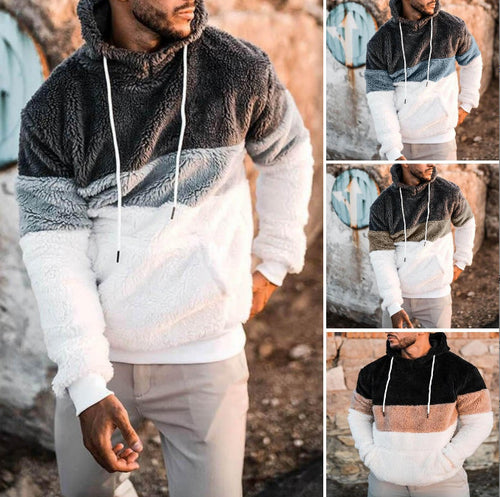 Herren lässiger Fleece Pullover mit hohem Kragen und asymmetrischem Design EB