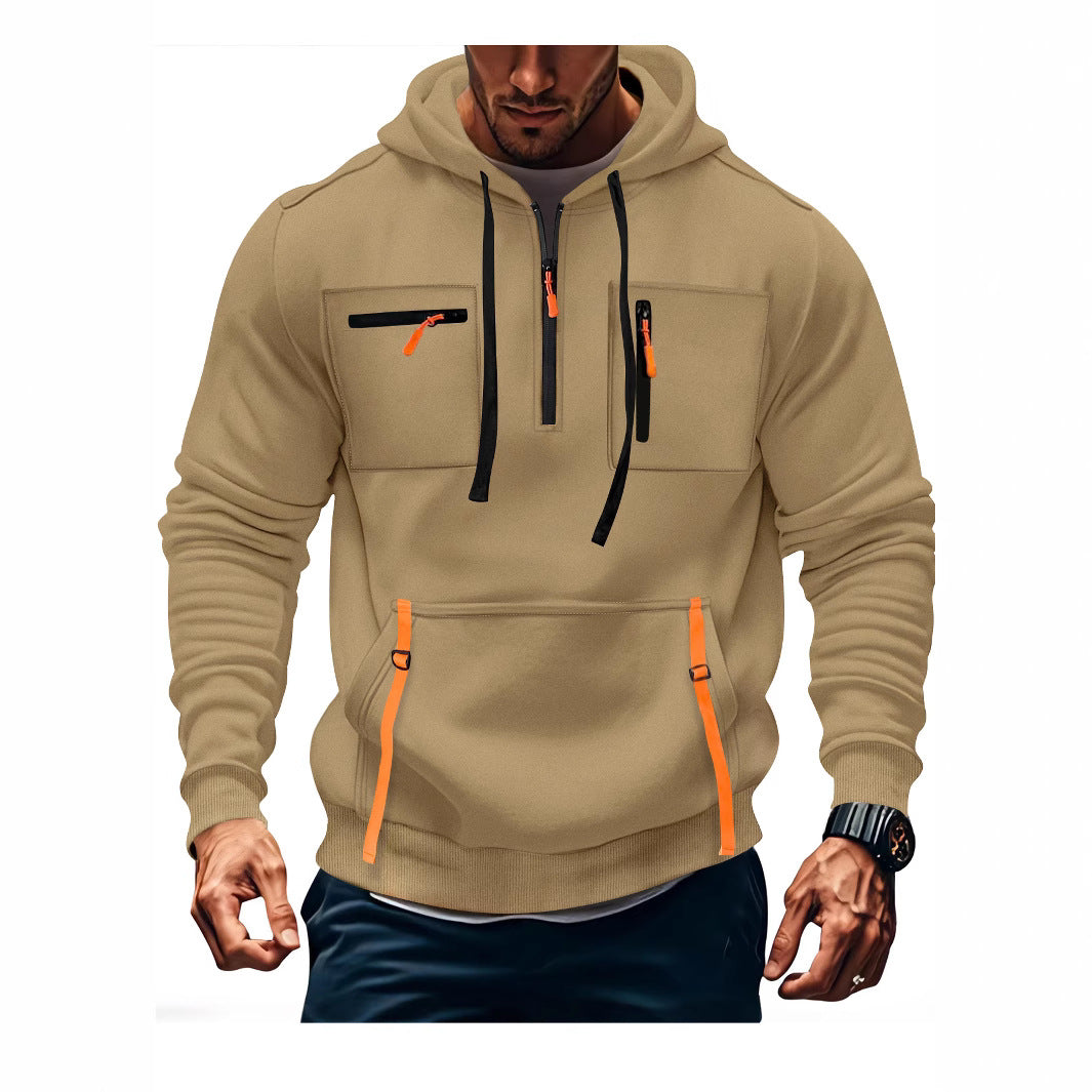 Herren modischer Kapuzenpullover mit funktionalen Reißverschlusstaschen EB