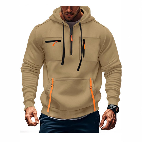 Herren modischer Kapuzenpullover mit funktionalen Reißverschlusstaschen EB