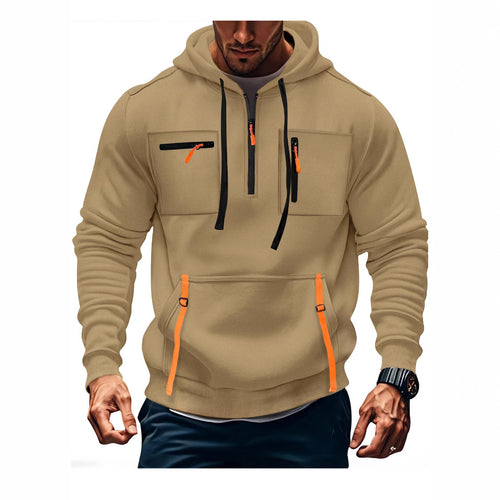 Herren modischer Kapuzenpullover mit funktionalen Reißverschlusstaschen EB