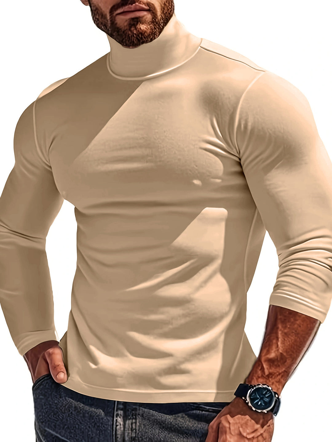 Herren Langärmliges Turtleneck Shirt mit atmungsaktivem Material EB