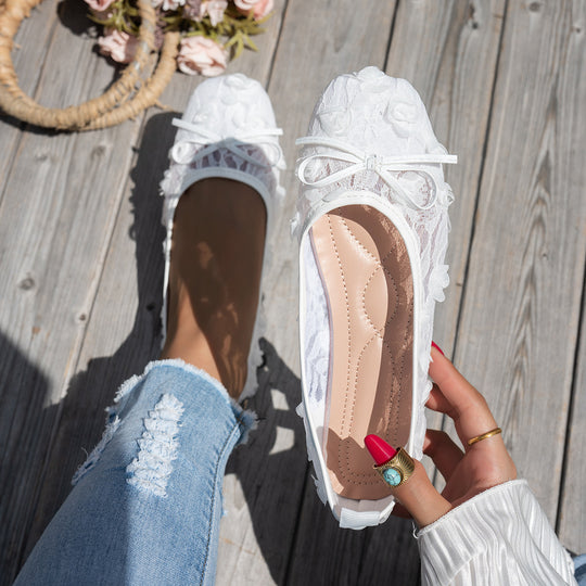 Damen Elegante Spitzenschuhe mit floraler Applikation und komfortablem Innenfutter EB