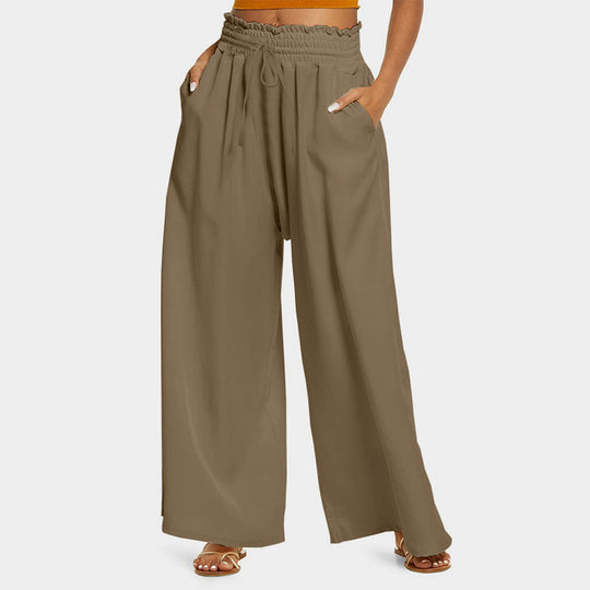 Damen weite Freizeit-Hose mit elastischem Bund und seitlichen Taschen EB