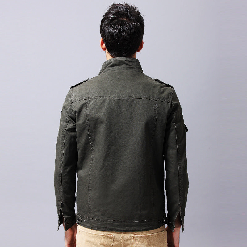 Herren Canvas Fieldjacke im Military-Style mit Schulterklappen und Mehrfachtaschen EB