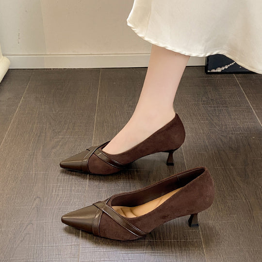 Damen elegante Slingback-Pumps mit spitzem Zehenbereich und modischem Riemchen EB