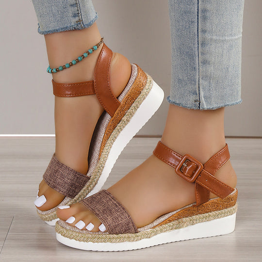 Damen Wedge-Sandalen mit verstellbarem Riemen und rutschfester Sohle EB