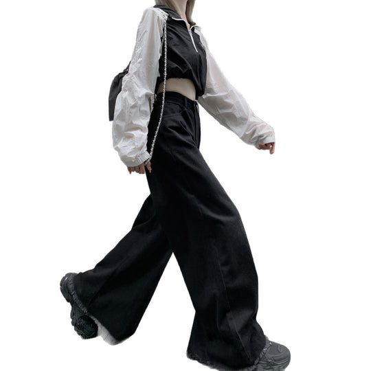 Damen Weit geschnittene Jeans mit modischem Saum EB