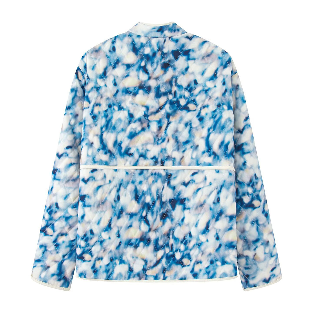 Damen außergewöhnliche Steppjacke mit floralen Mustern und praktischen Taschen EB