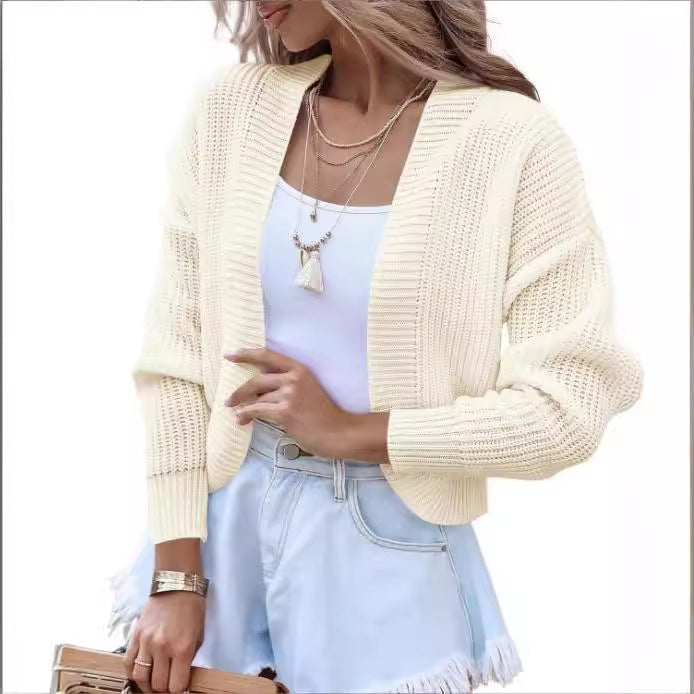 Damen lässiger Strickpullover mit überschnittenen Schultern und weitem Schnitt EB