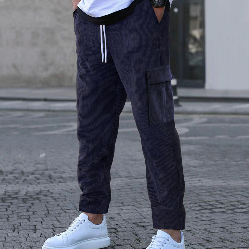 Damen lässige Cargo-Hose mit praktischen Seitentaschen und verstellbarem Kordelzug EB